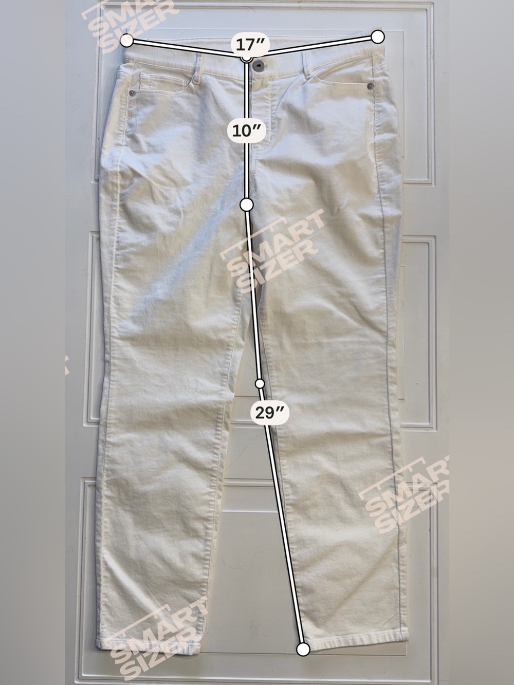 J. Jill Women’s Sz M White Corduroy Cotton Straight Leg Trousers Pants - Picture 4 of 5